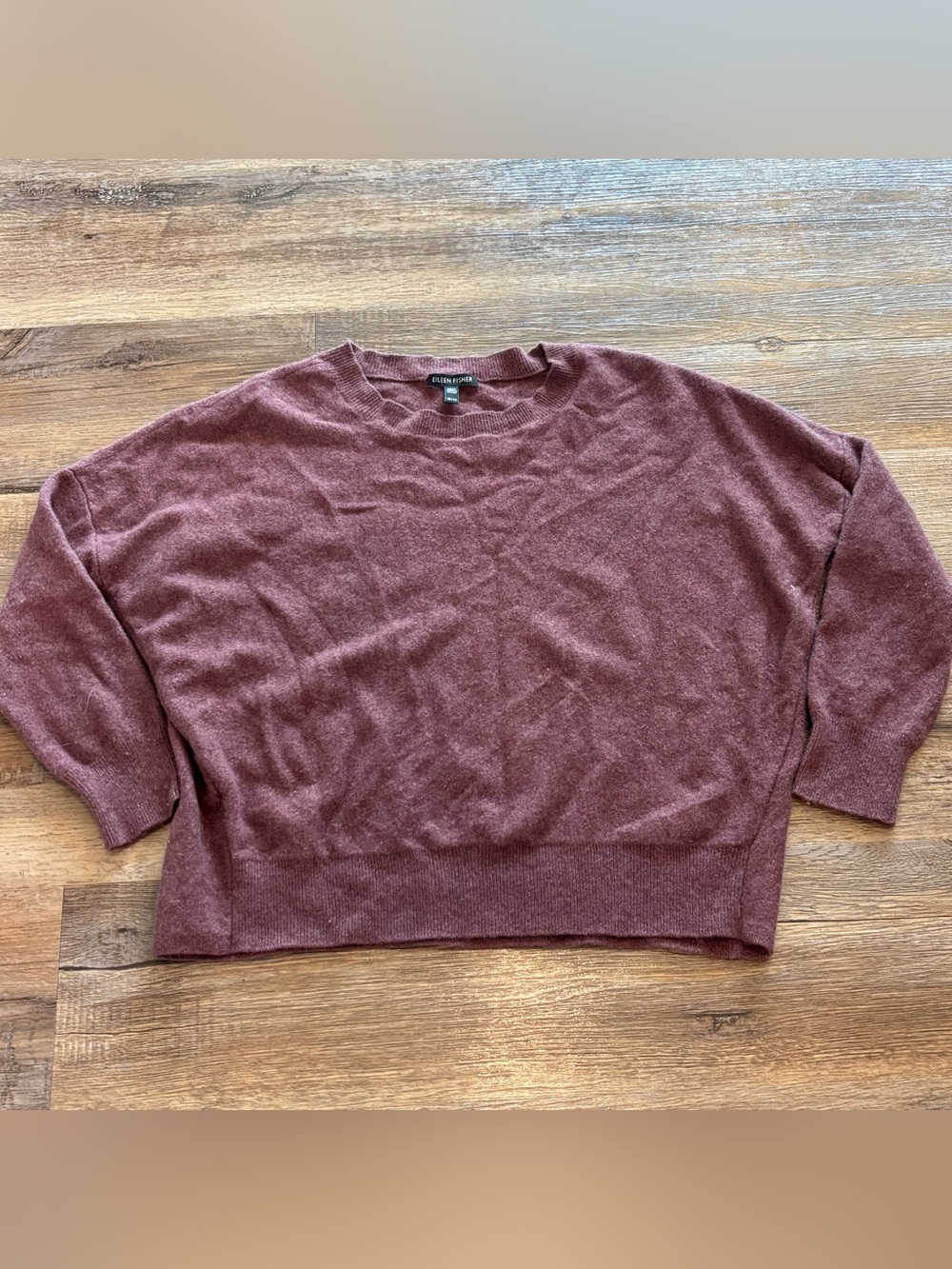 Eileen Fisher Women's 100% Cashmere Sweater in Wine Crewneck